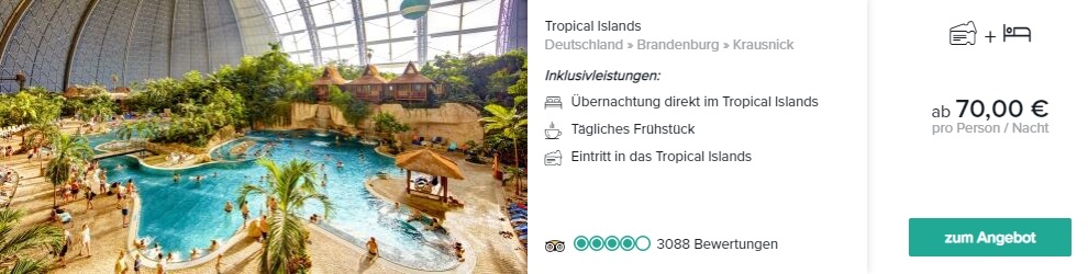 Angebot Tropical Islands mit Übernachtung